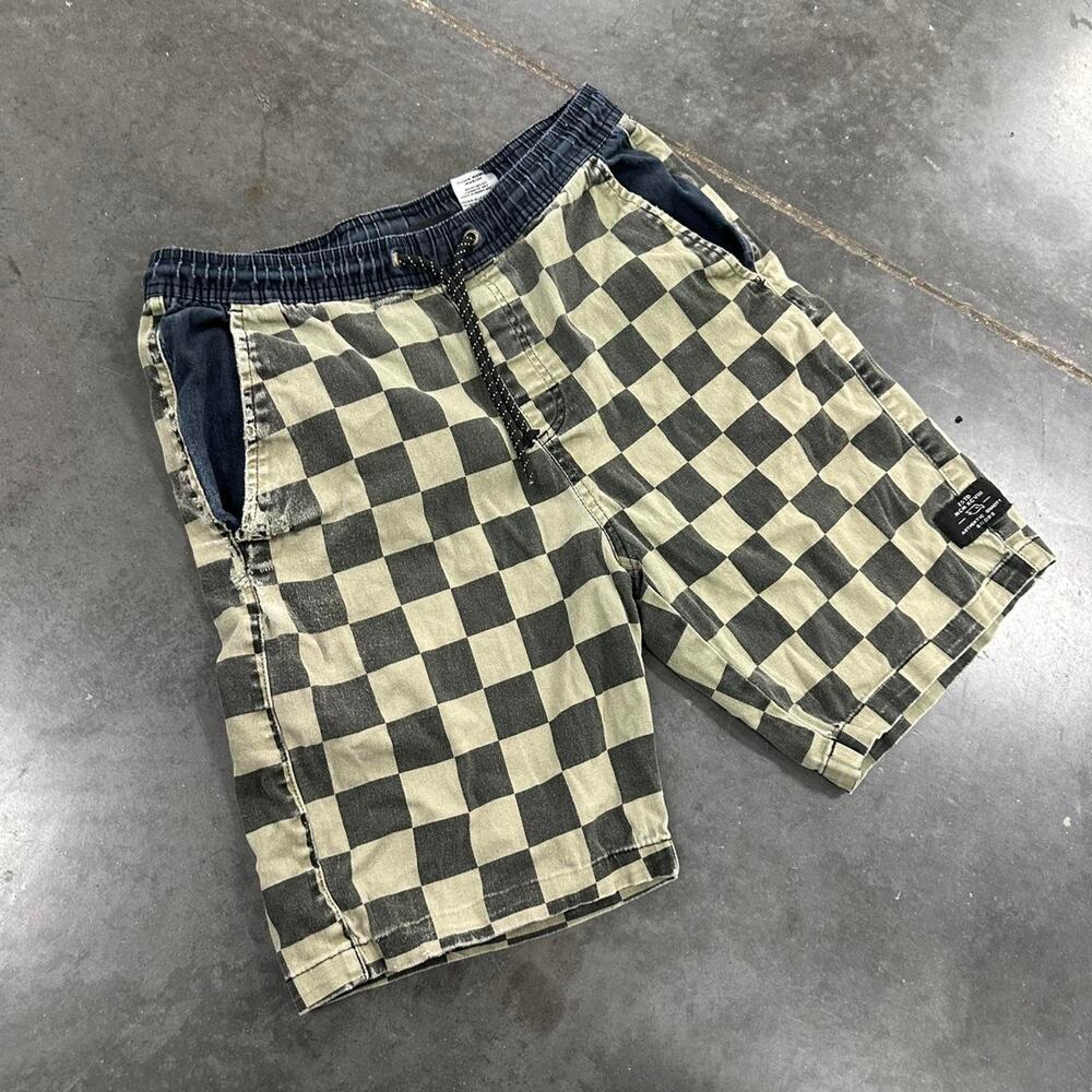 Tony Hawk green & black checkered board shorts